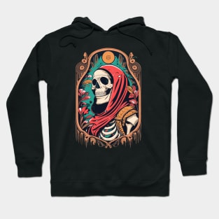 Skeleton in a Red Medieval Cloak Hoodie